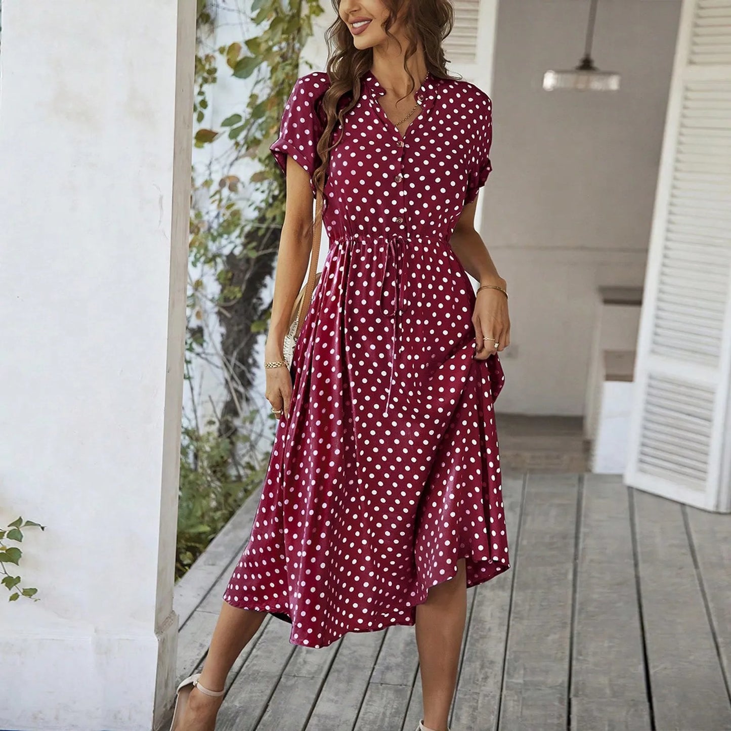 MARISOL POLKA DOT MIDI DRESS