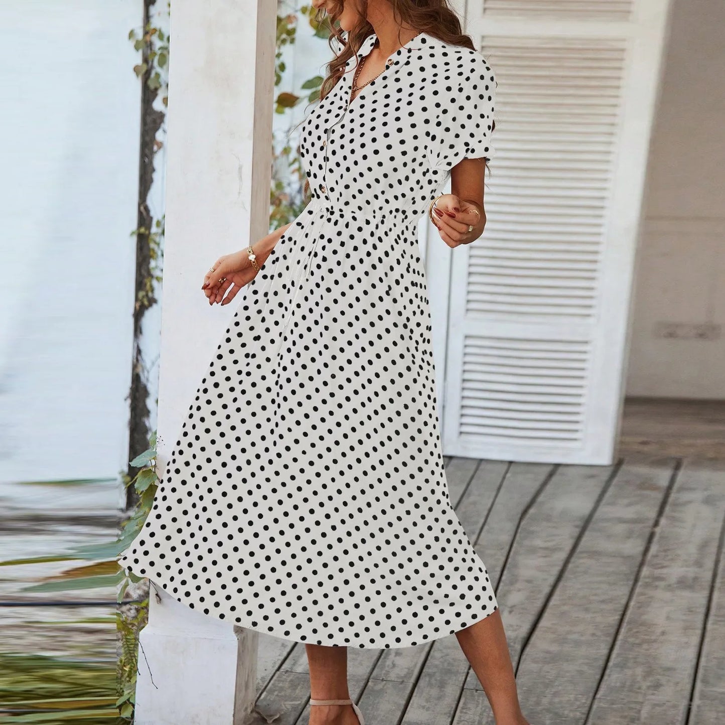 MARISOL POLKA DOT MIDI DRESS