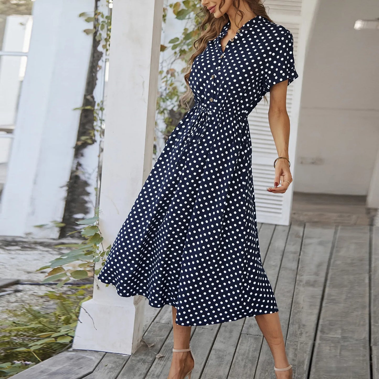 MARISOL POLKA DOT MIDI DRESS
