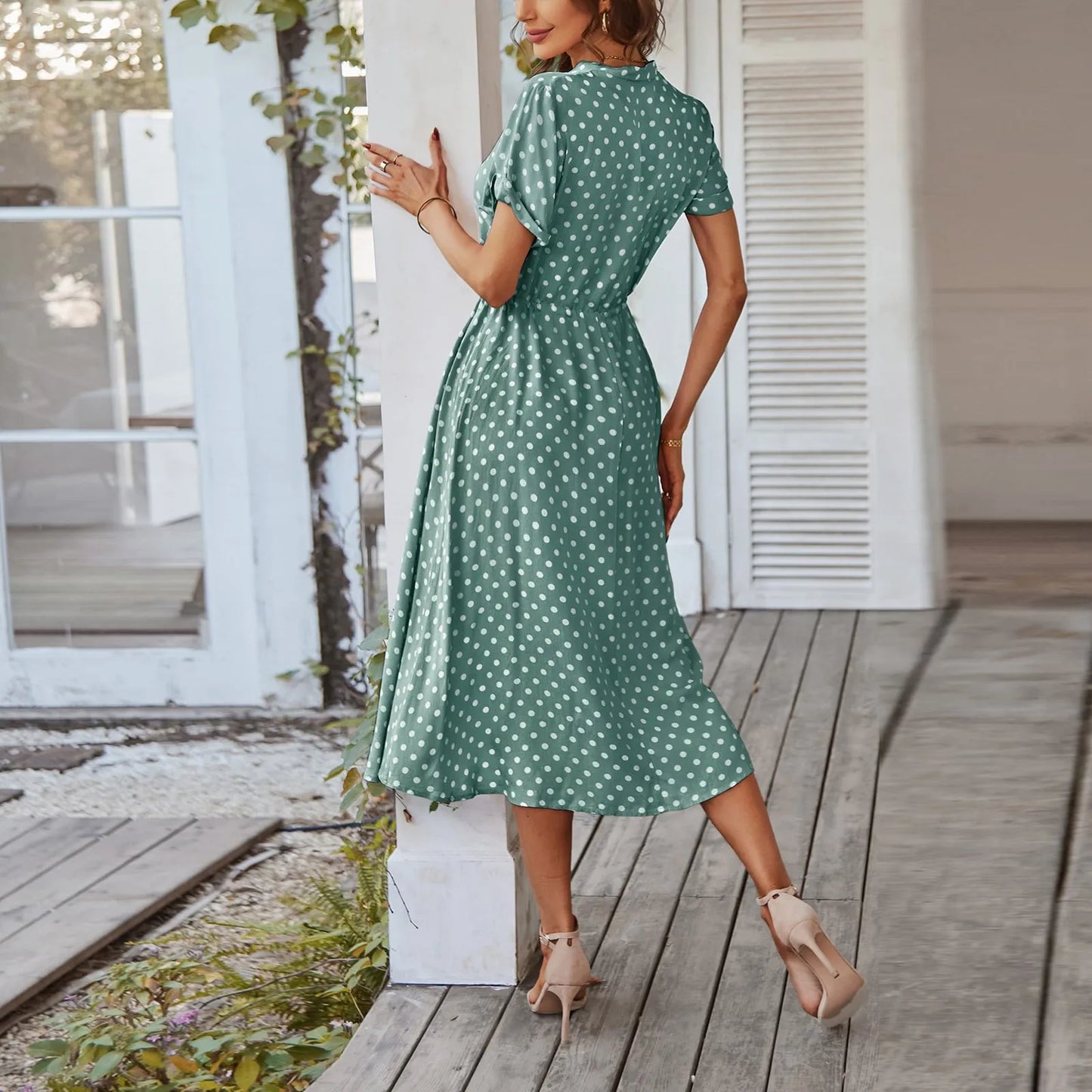 MARISOL POLKA DOT MIDI DRESS
