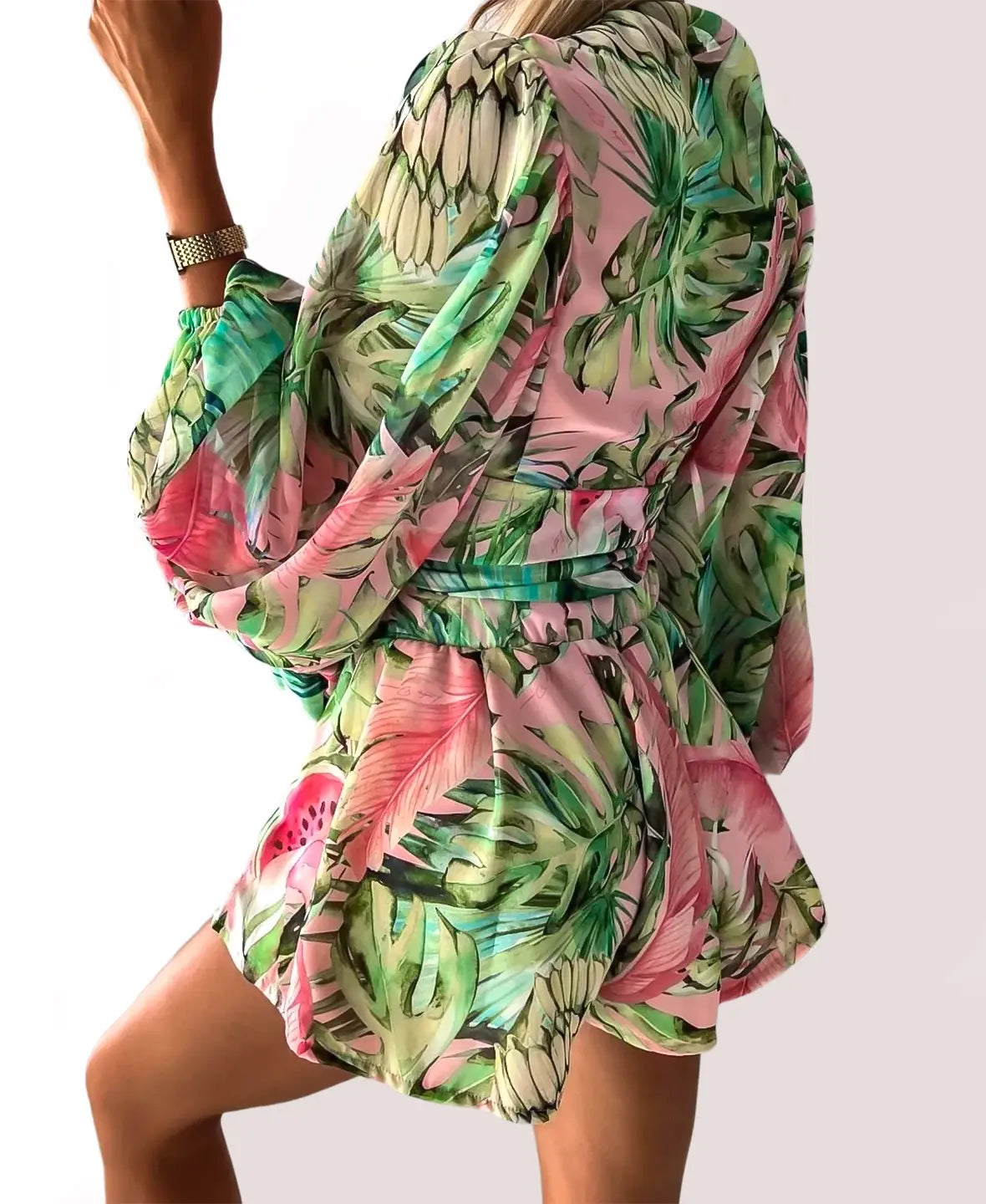 TROPICAL WRAP JUMPSUIT