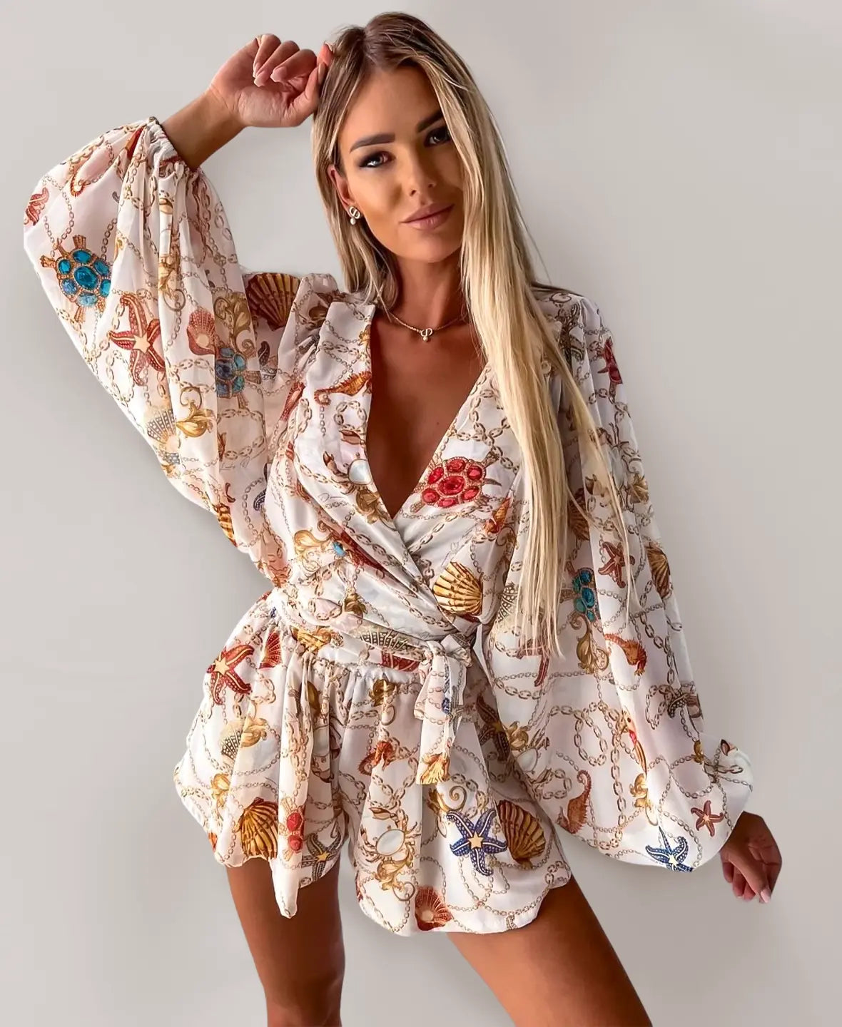 TROPICAL WRAP JUMPSUIT