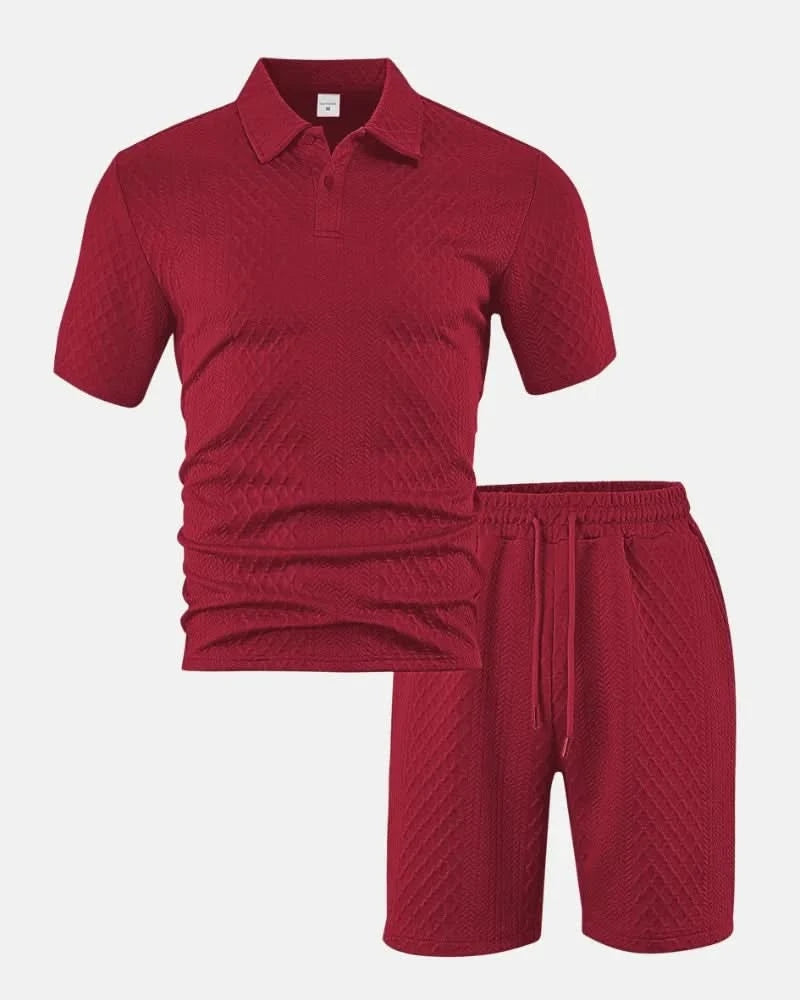 PORTWELL DIAMOND KNIT POLO SET