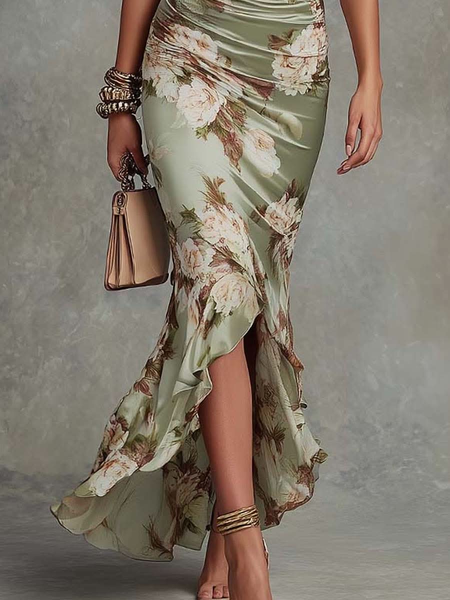VIVIENNE EMERALD SATIN DRESS