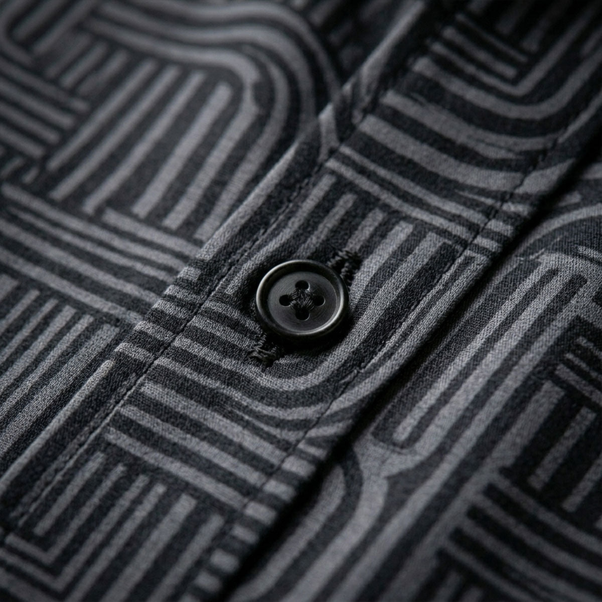 ASHFORD BLACK MAZE PATTERN SHIRT