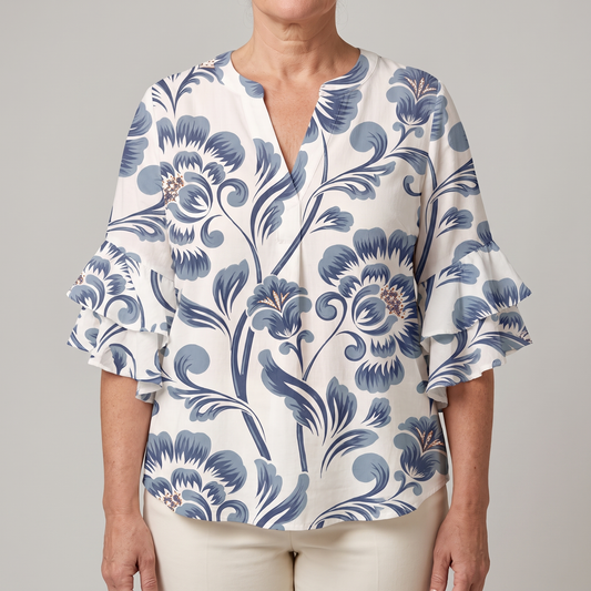 ELENORA WHISPER RUFFLE BLOUSE