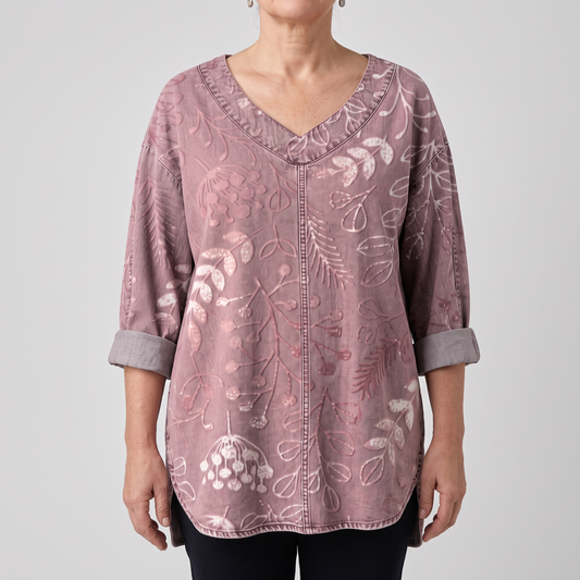 ELVERA LEAF PRINT BLOUSE
