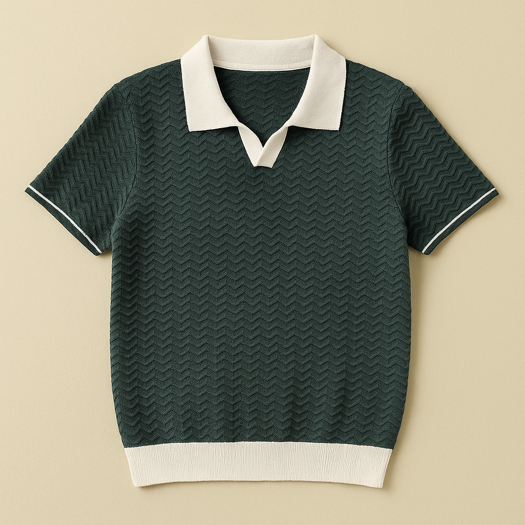 DE LUCA RIPPLE WEAVE POLO SHIRT