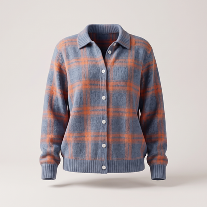 CLARA SAGE PLAID CARDIGAN