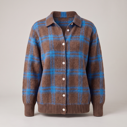 CLARA SAGE PLAID CARDIGAN