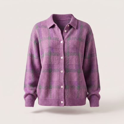 CLARA SAGE PLAID CARDIGAN