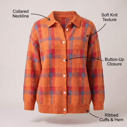 CLARA SAGE PLAID CARDIGAN