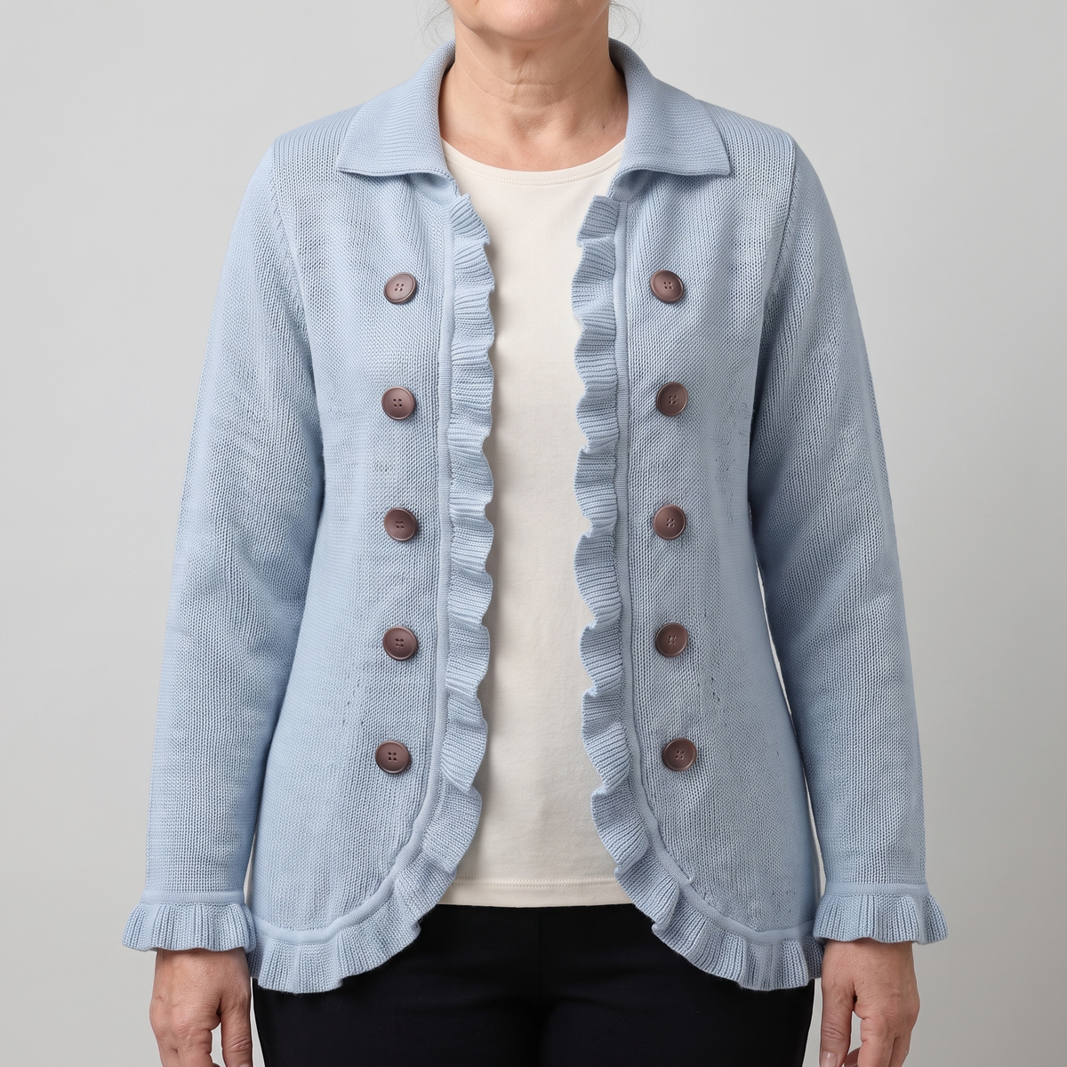 GRACEFUL RUFFLE DETAIL CARDIGAN