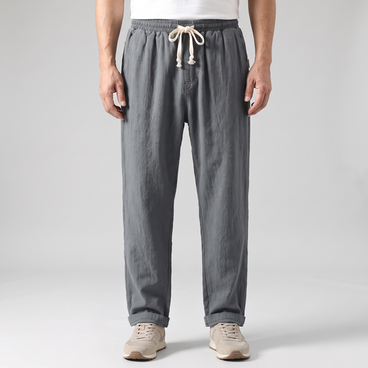 RELAXED LINEN BLEND TROUSERS