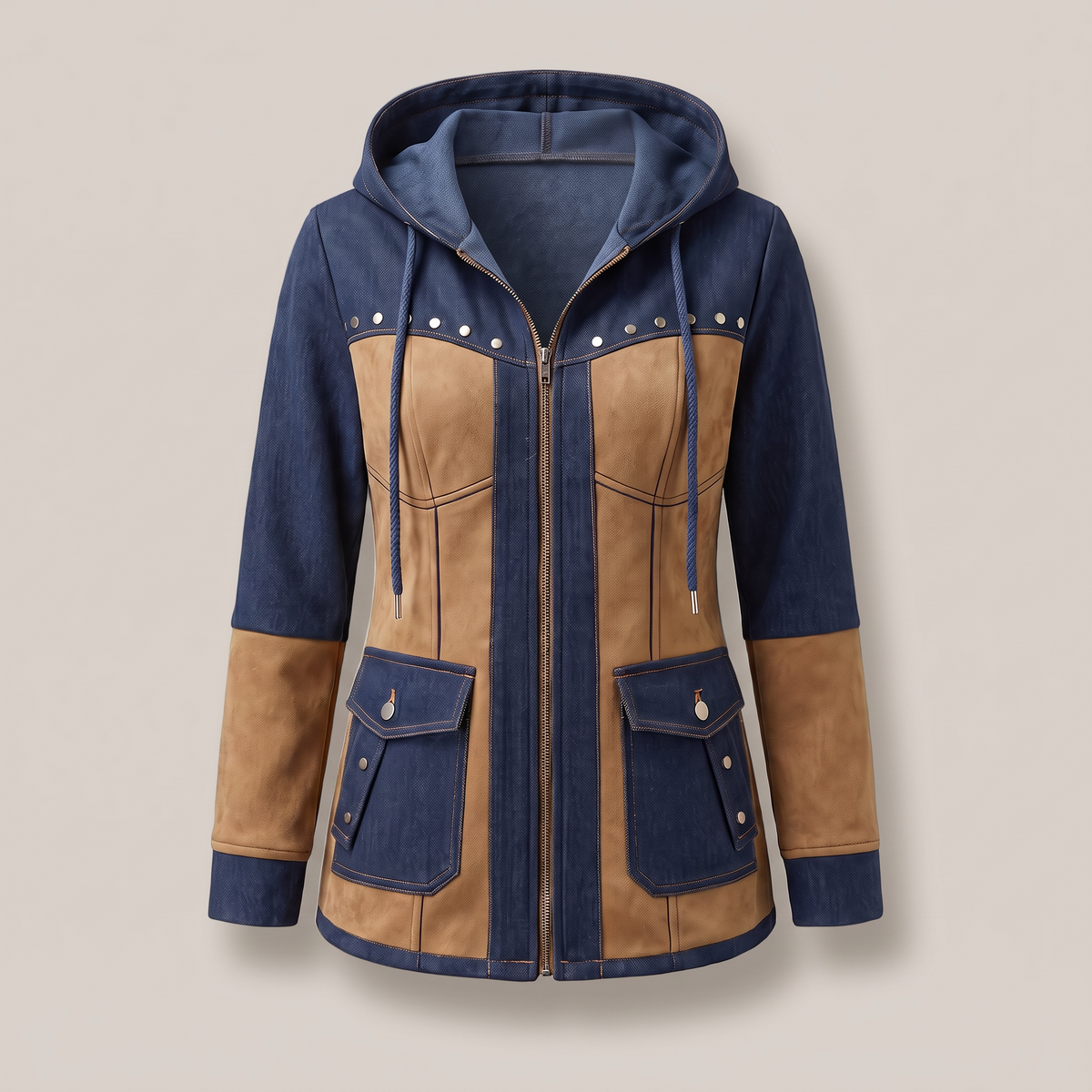 CONTRAST PANEL HOODED JACKET