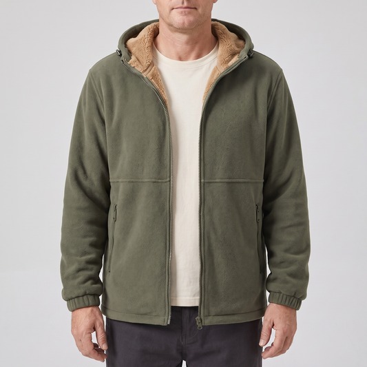 SHERPA LINED FLEECE HOODED JACKET