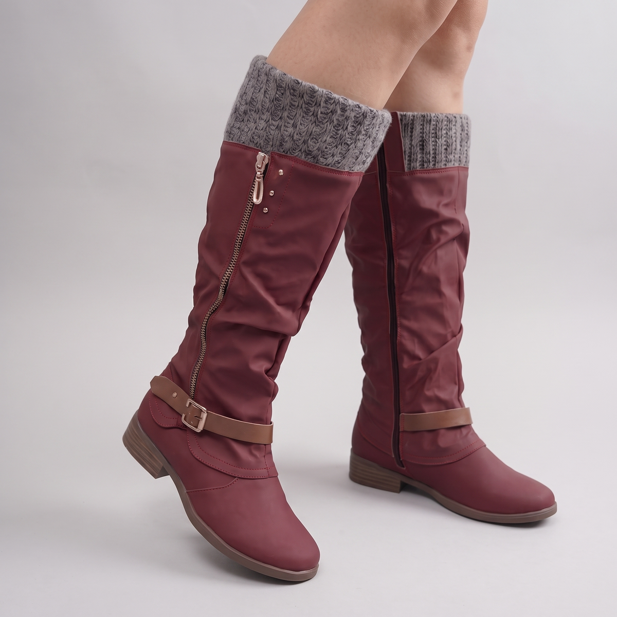 COSY KNIT TOP KNEE HIGH BOOTS