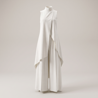 ELEGANT ASYMMETRIC WIDE LEG JUMPSUIT