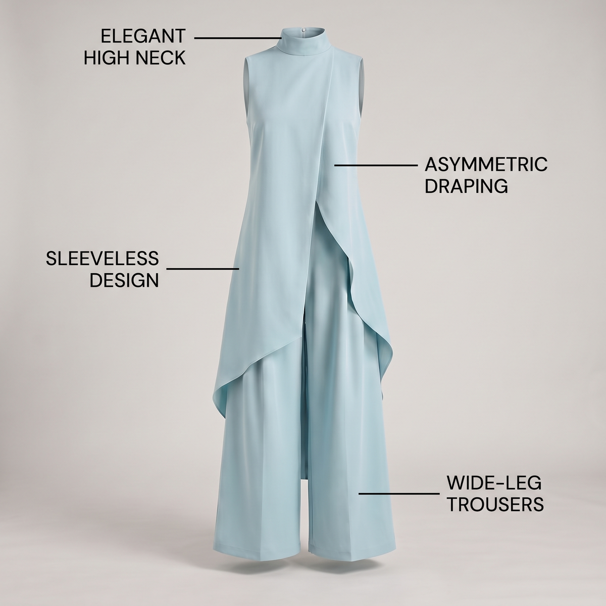 ELEGANT ASYMMETRIC WIDE LEG JUMPSUIT