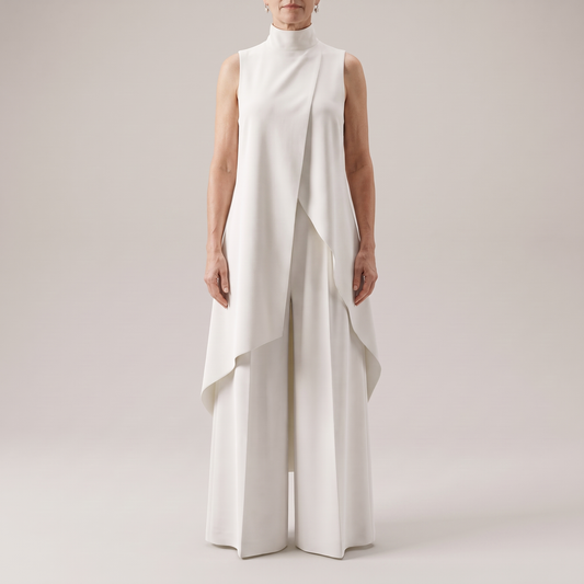 ELEGANT ASYMMETRIC WIDE LEG JUMPSUIT