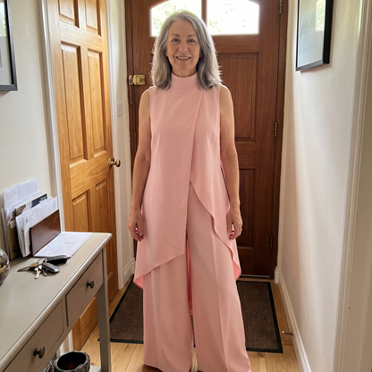 ELEGANT ASYMMETRIC WIDE LEG JUMPSUIT