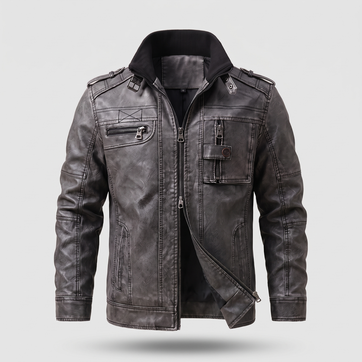 RUGGED UTILITY LEATHER JACKET