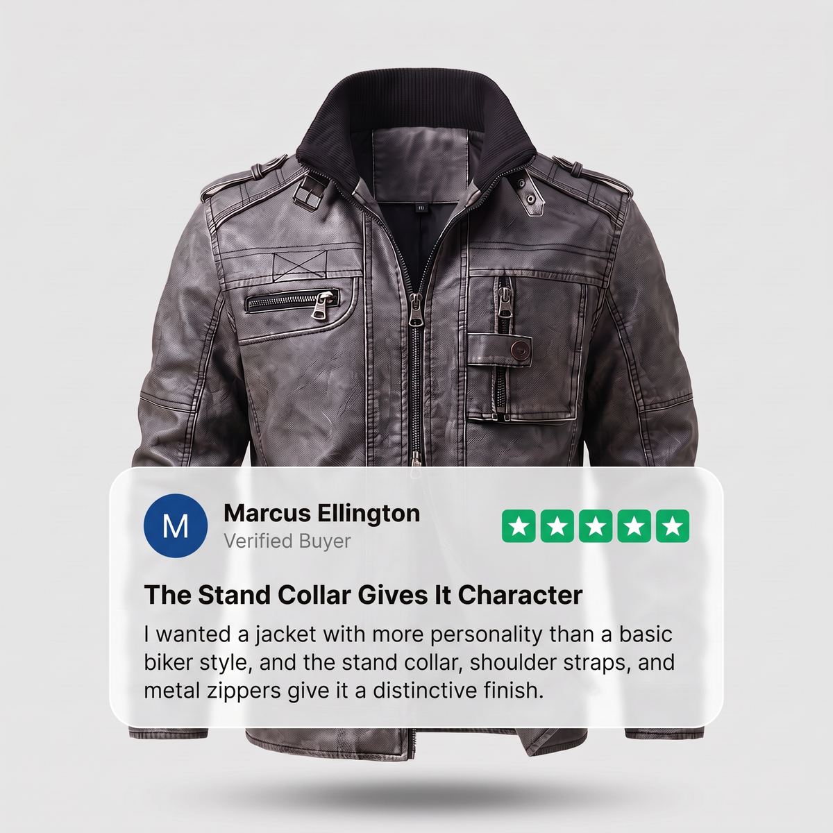 MULTI POCKET LEATHER BIKER JACKET