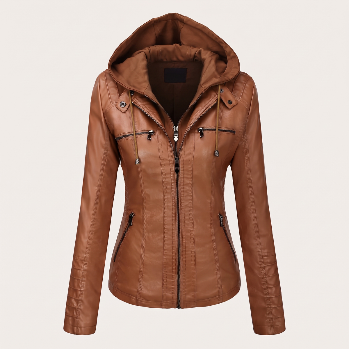 FITTED HOODED LEATHER JACKET