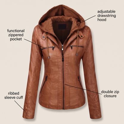 FITTED HOODED LEATHER JACKET
