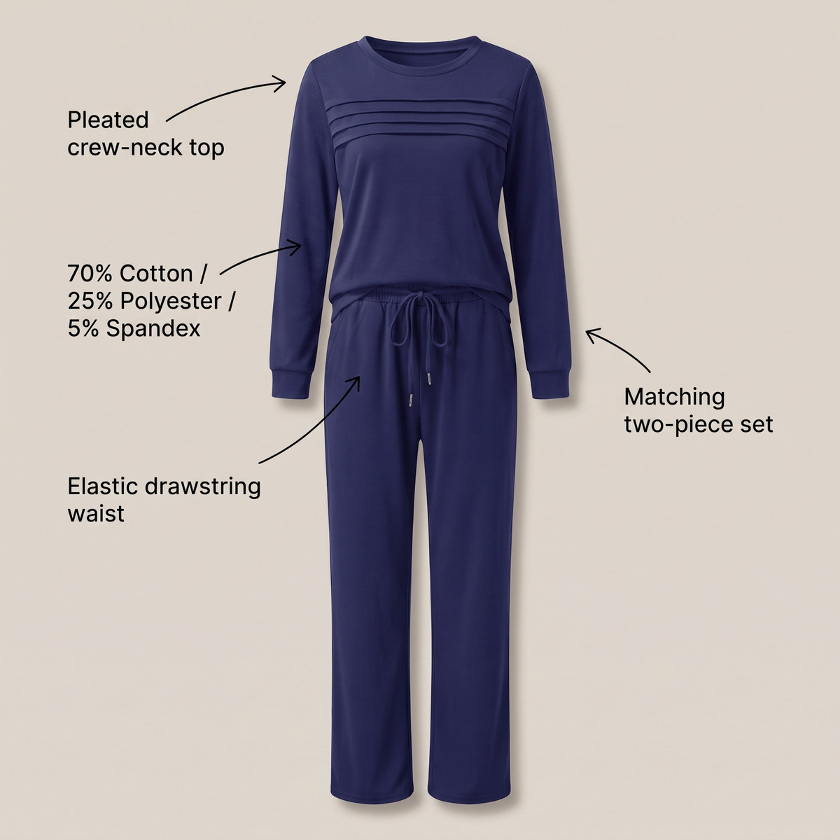 EFFORTLESS CREW NECK TROUSER SET
