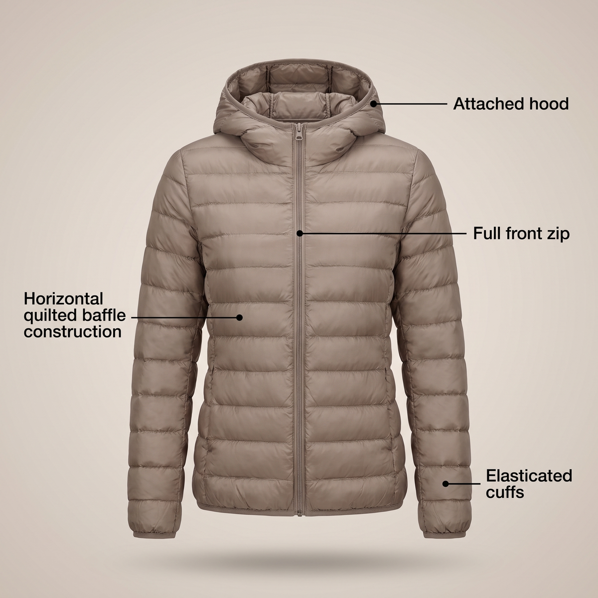 SLIMLINE HOODED PUFFER JACKET