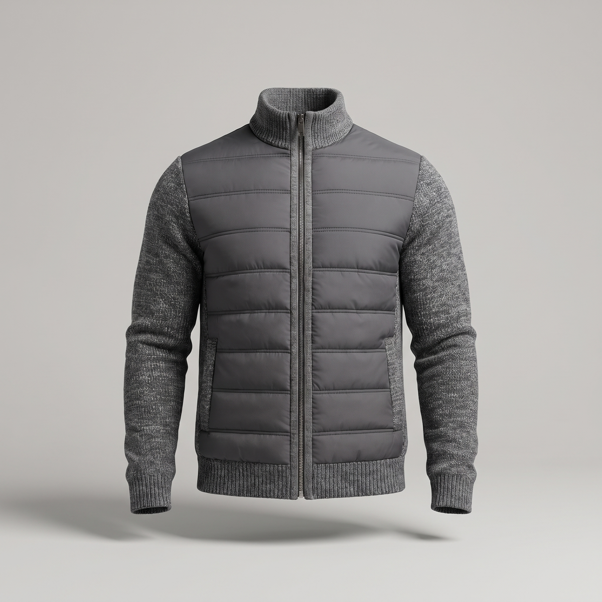 QUILTED FRONT KNIT JACKET