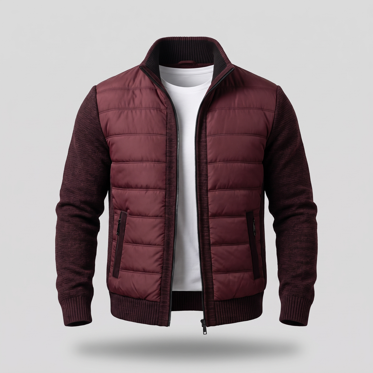 QUILTED FRONT KNIT JACKET