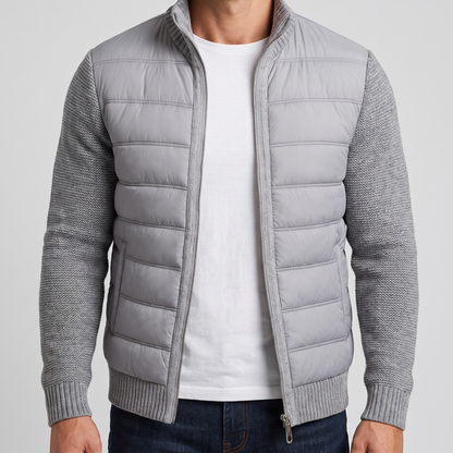 QUILTED FRONT KNIT JACKET