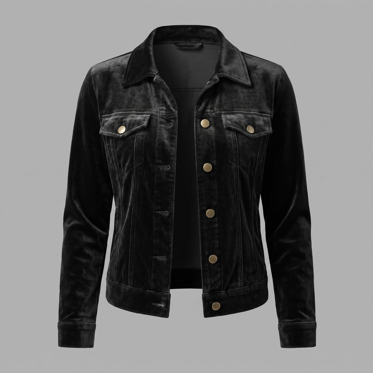 VELVET BUTTON FRONT JACKET