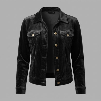 VELVET BUTTON FRONT JACKET