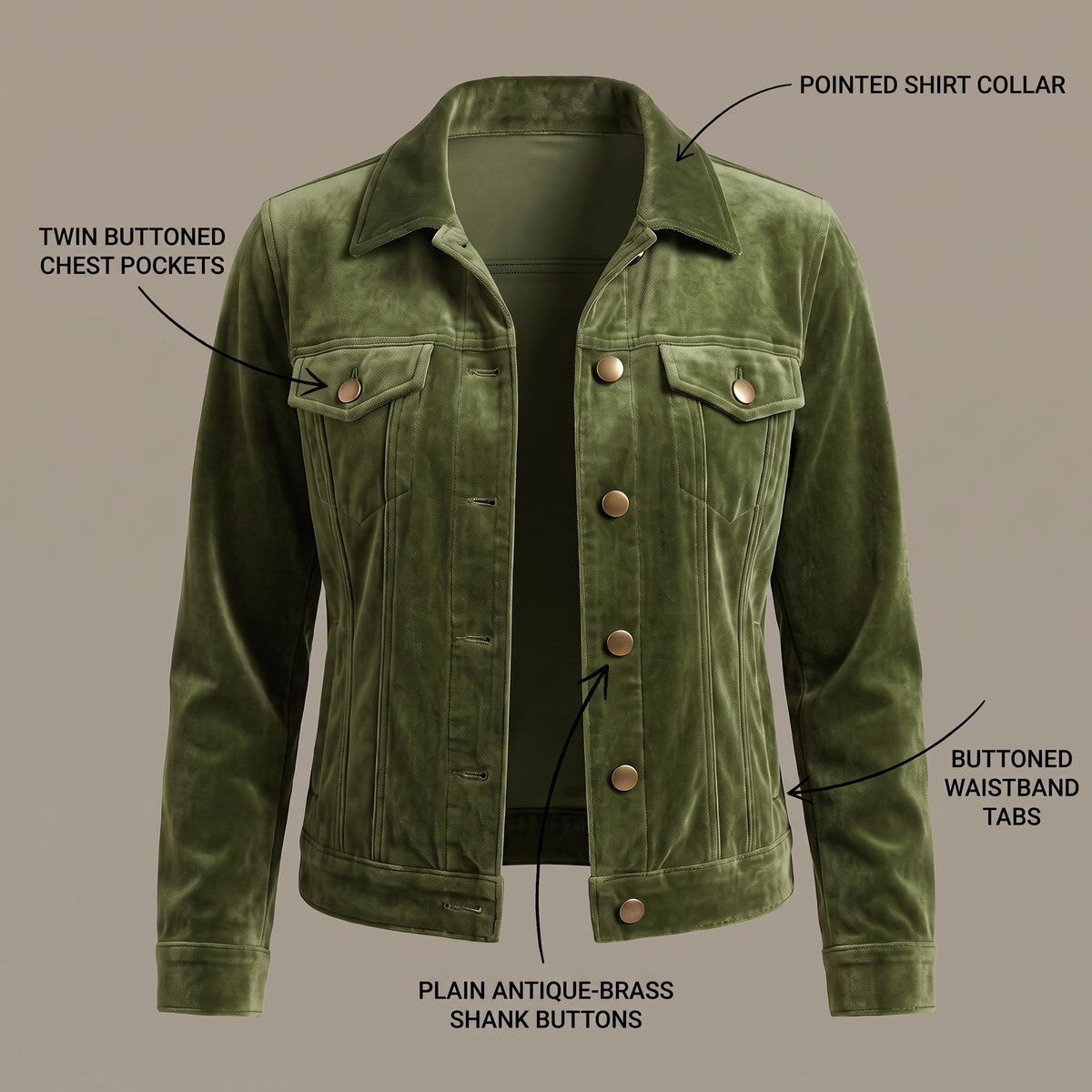 VELVET BUTTON FRONT JACKET