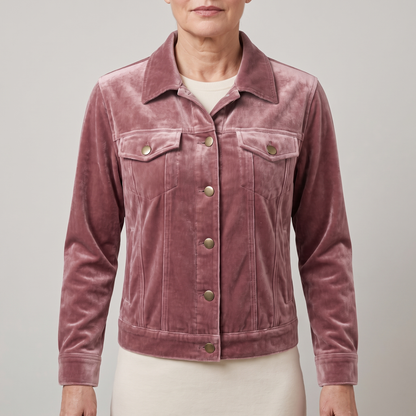 VELVET BUTTON FRONT JACKET