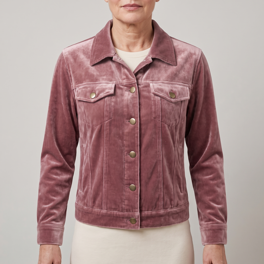 VELVET BUTTON FRONT JACKET