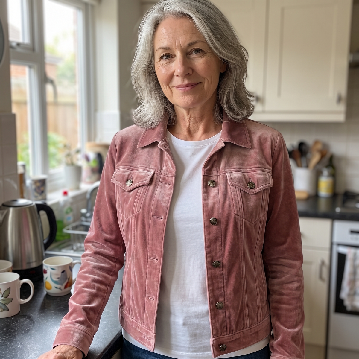 VELVET BUTTON FRONT JACKET