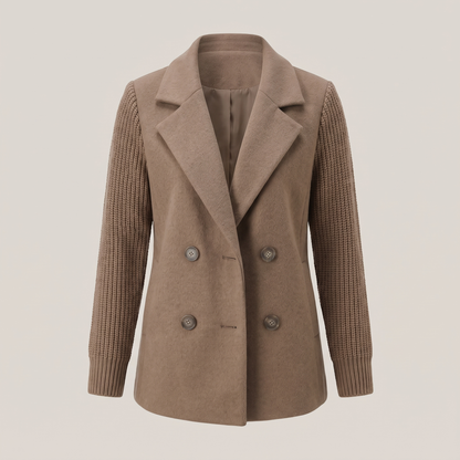 DOUBLE BREASTED KNIT SLEEVE BLAZER