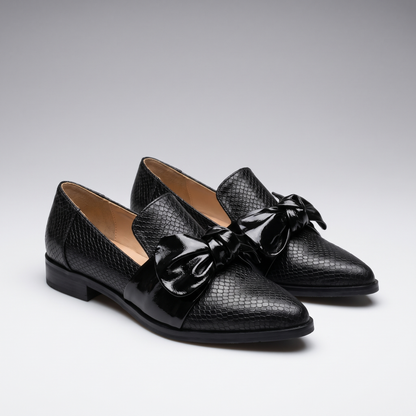 BOW FRONT TEXTURED LOAFERS