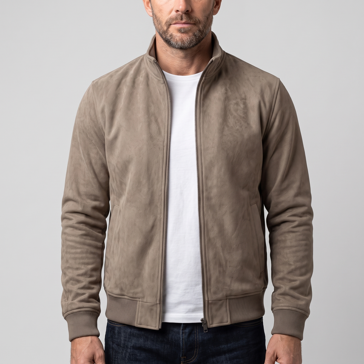 TEXTURED ZIP FRONT JACKET