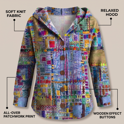 PATCHWORK HOODED CARDIGAN