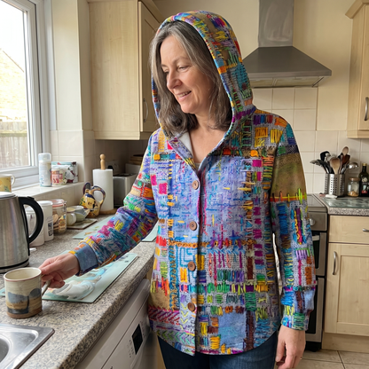 PATCHWORK HOODED CARDIGAN