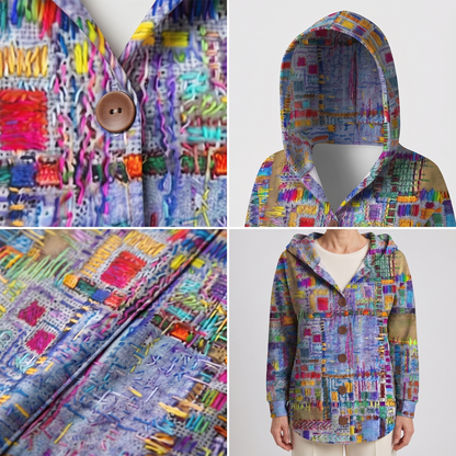 PATCHWORK HOODED CARDIGAN