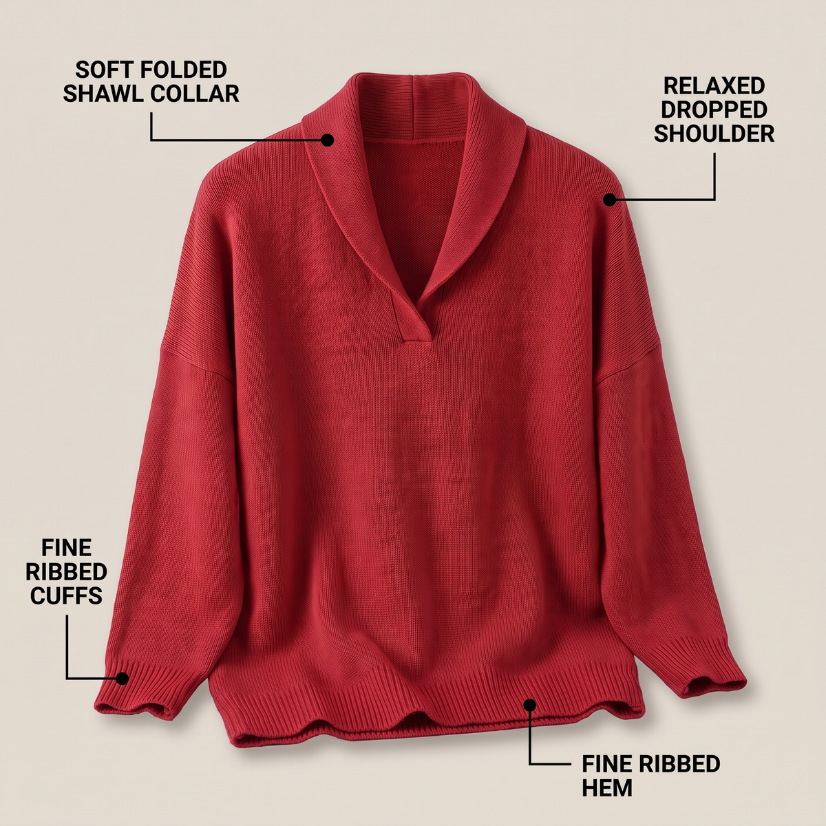 SHAWL COLLAR RELAXED JUMPER
