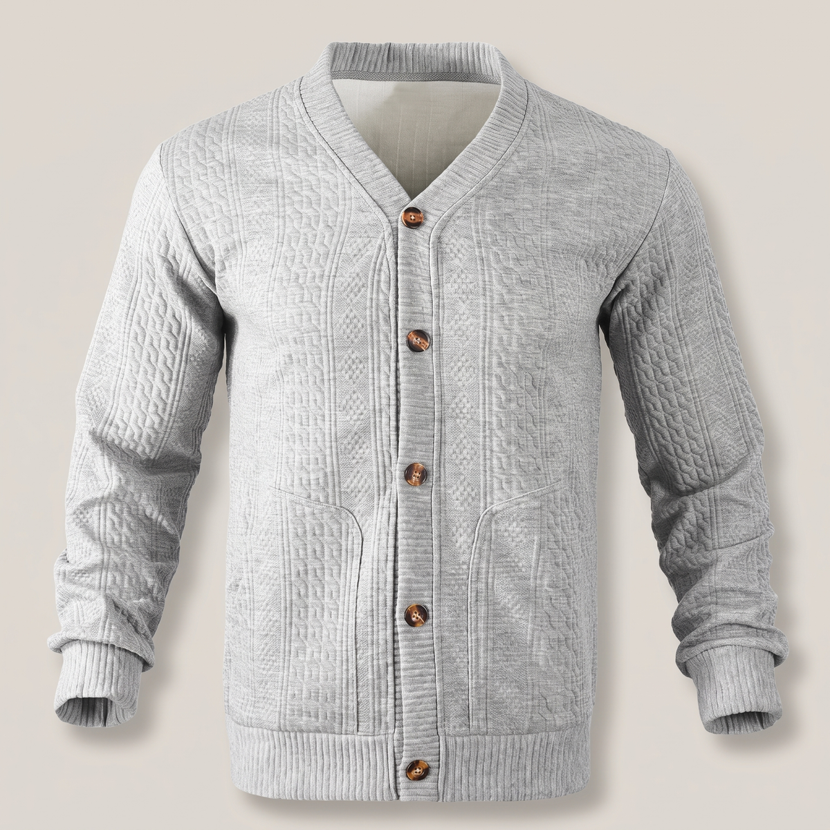 CABLE KNIT BUTTON CARDIGAN