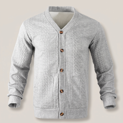 CABLE KNIT BUTTON CARDIGAN