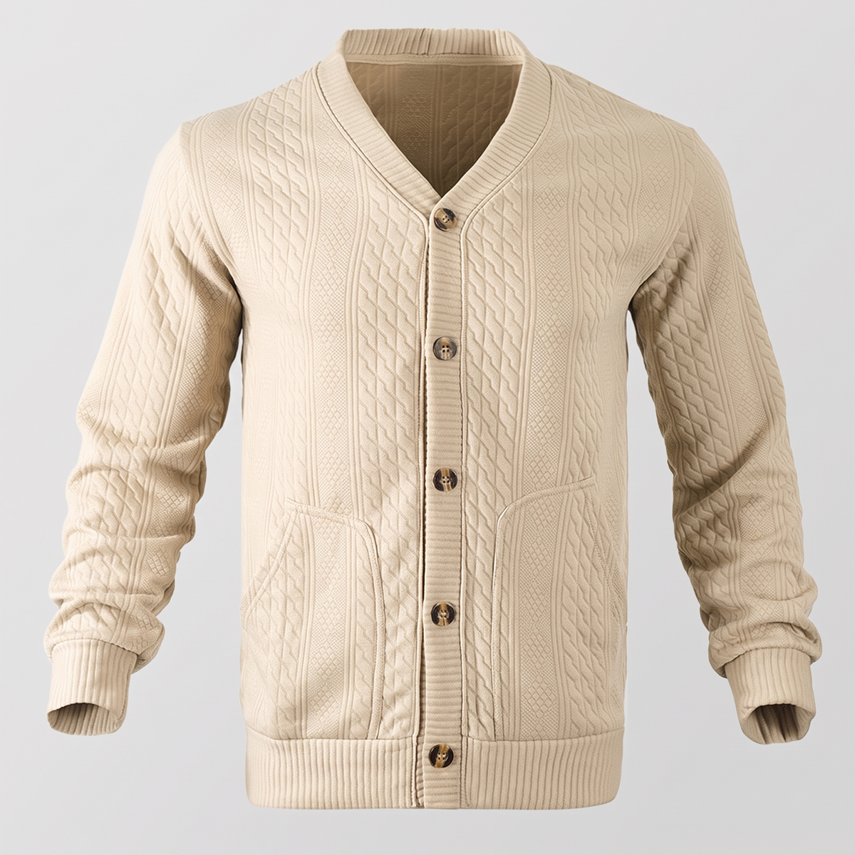 CABLE KNIT BUTTON CARDIGAN